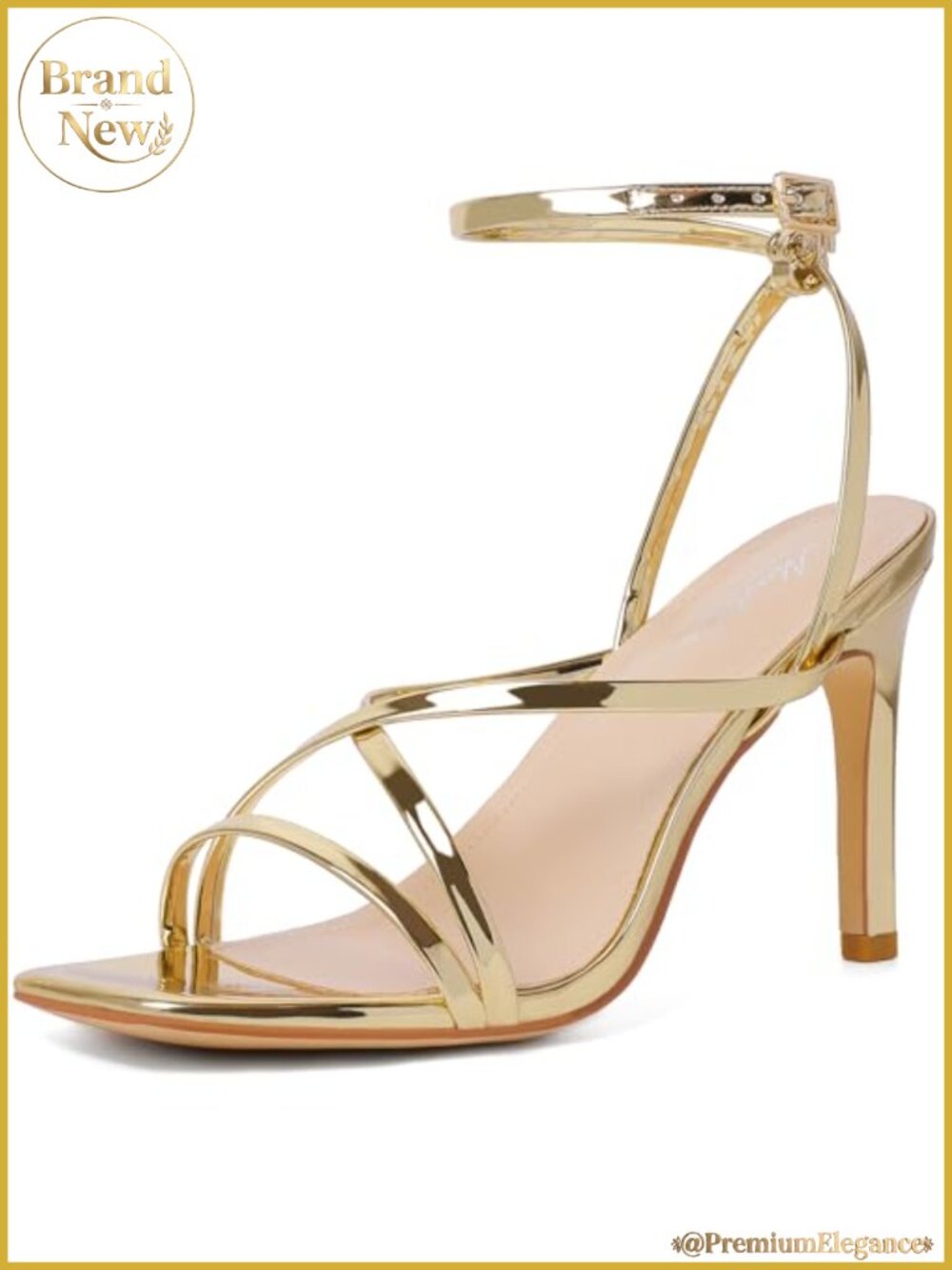 Strappy Square Toe Stiletto Heeled Sandals Lace Up Ankle Strap Faux Leather
